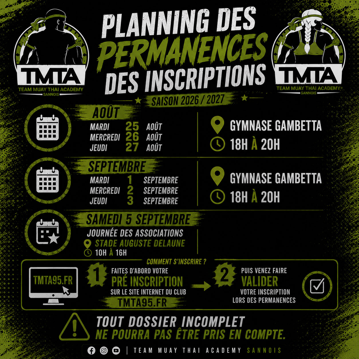 permanence inscription tmta 2026